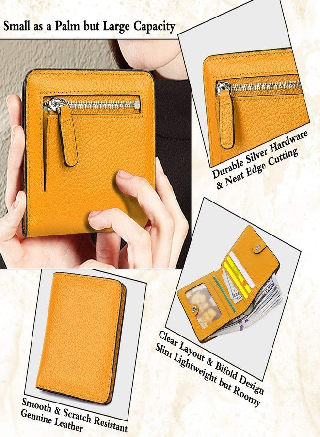 AINIMOER Small Leather Wallet for Women, Ladies Credit Card Holder RFID Blocking Women's Mini Bifold Pocket Purse, Yellow - Image 3