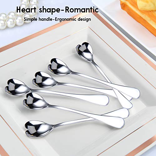 HISSF Mini Coffee Spoons, Demitasse Spoon, heart shaped, 4.9-inch18/10 Stainless Steel Spoons Set, set of 6 - Image 3