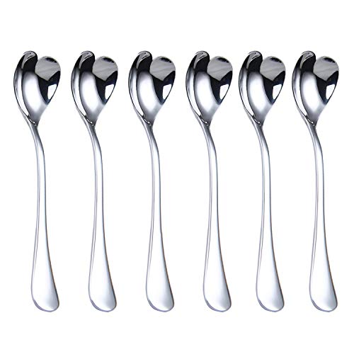 HISSF Mini Coffee Spoons, Demitasse Spoon, heart shaped, 4.9-inch18/10 Stainless Steel Spoons Set, set of 6 - Image 1