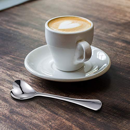 HISSF Mini Coffee Spoons, Demitasse Spoon, heart shaped, 4.9-inch18/10 Stainless Steel Spoons Set, set of 6 - Image 4