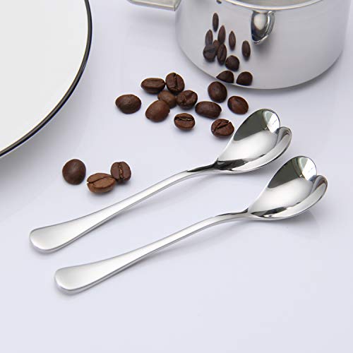 HISSF Mini Coffee Spoons, Demitasse Spoon, heart shaped, 4.9-inch18/10 Stainless Steel Spoons Set, set of 6 - Image 5