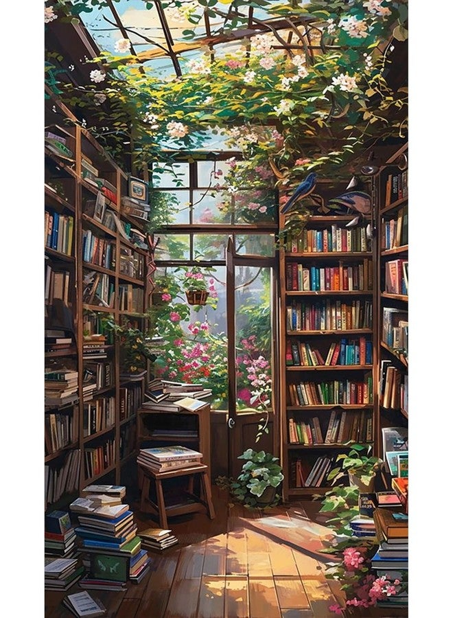 hito Bookshelf Paint by Number for Adults-Paint by Numbers for Adults Landscape,Scenery Paint by Numbers for Gift Home Wall Decor(Bookshelf,16x20 inch) - Image 1