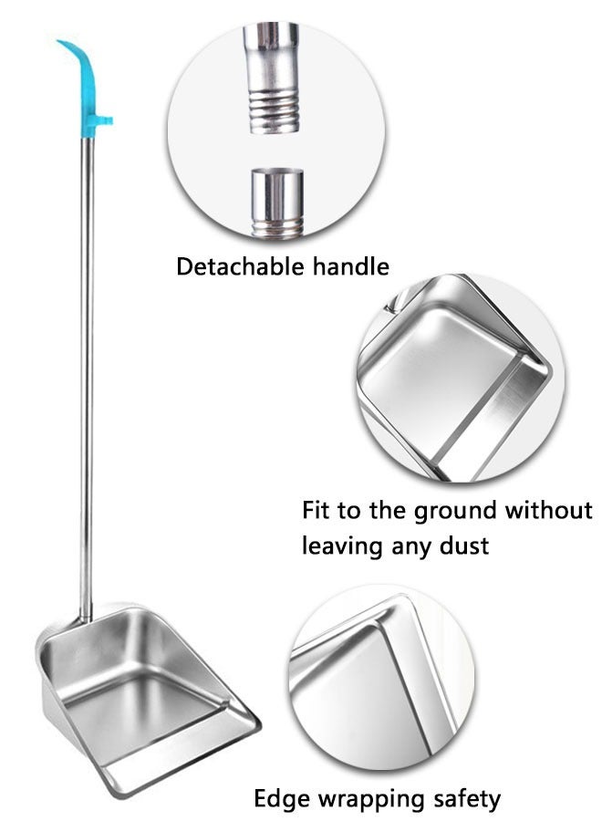 HAWAWA Broom and Dustpan Set Stainless Steel, Upright Broom and Dust Pans with Long Handle, Broom with Dustpan Combo Set for Home Kitchen, Garage, Office and Lobby Use - Image 2