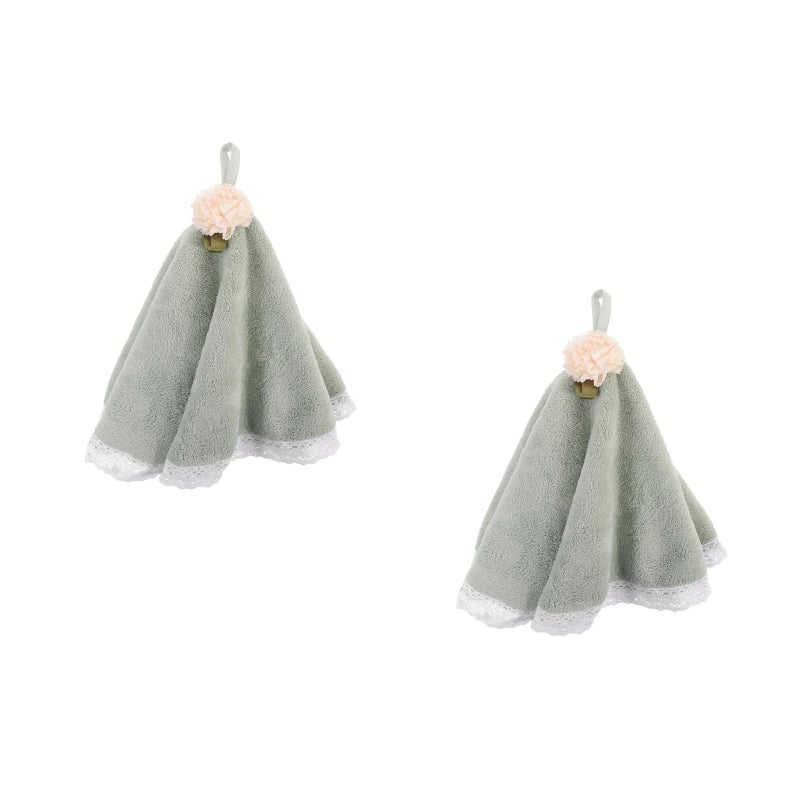 2 pcs Hand Towels Water Absorbent Coral Fleece Small Towels Round Towel - Image 3