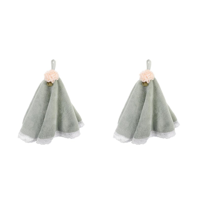 2 pcs Hand Towels Water Absorbent Coral Fleece Small Towels Round Towel - Image 1