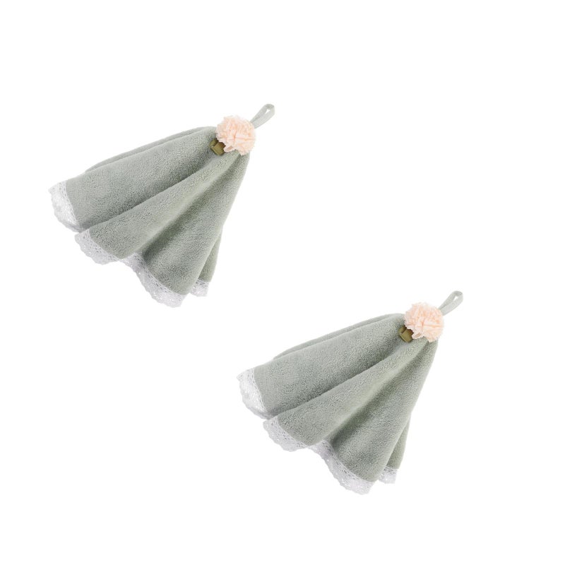 2 pcs Hand Towels Water Absorbent Coral Fleece Small Towels Round Towel - Image 5