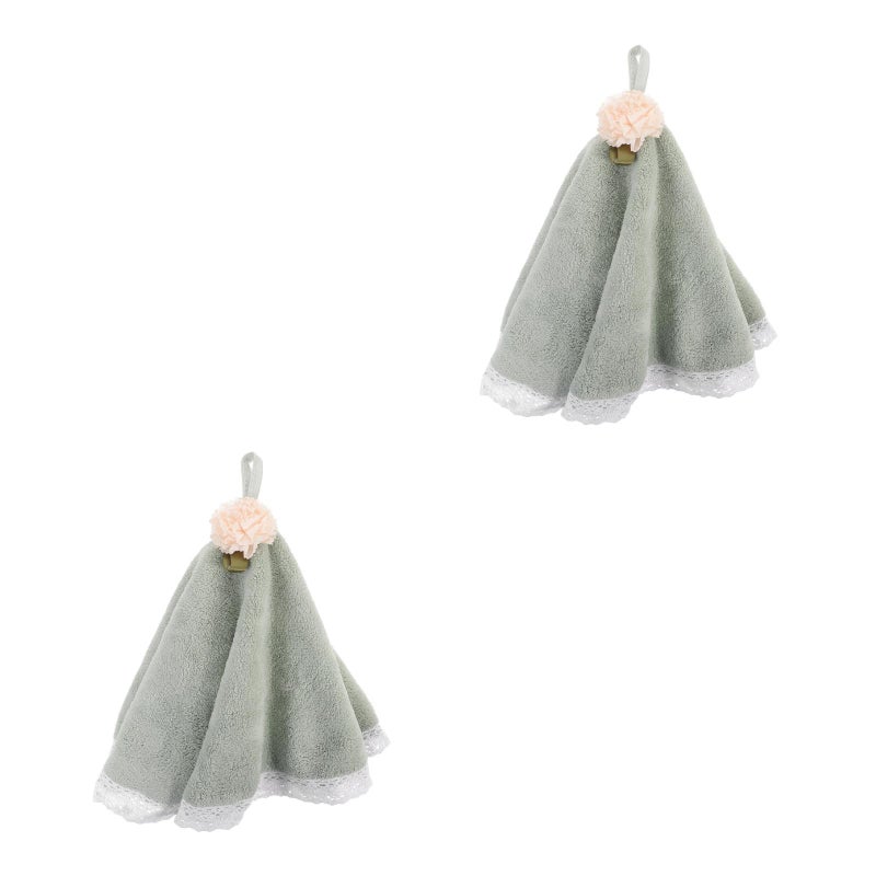 2 pcs Hand Towels Water Absorbent Coral Fleece Small Towels Round Towel - Image 4