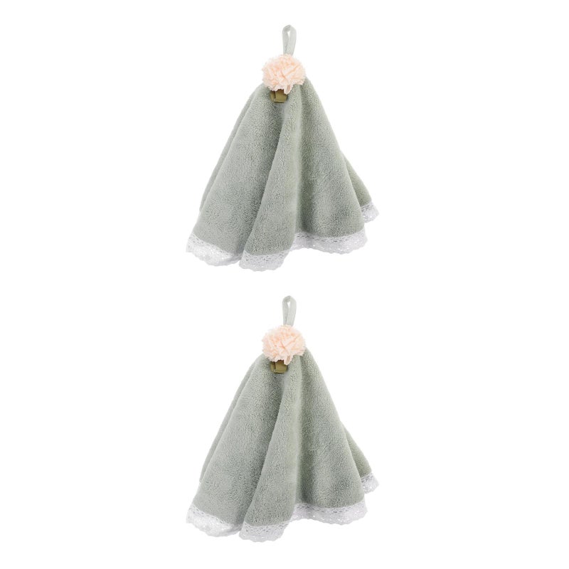 2 pcs Hand Towels Water Absorbent Coral Fleece Small Towels Round Towel - Image 2