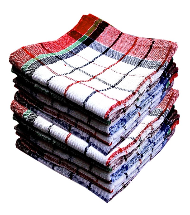 Space Fly 100 Cotton Multipurpose Kitchen Napkin and Cleaning in Multi Color Striped Set of 10 Size20X20inch Checkered - Image 2