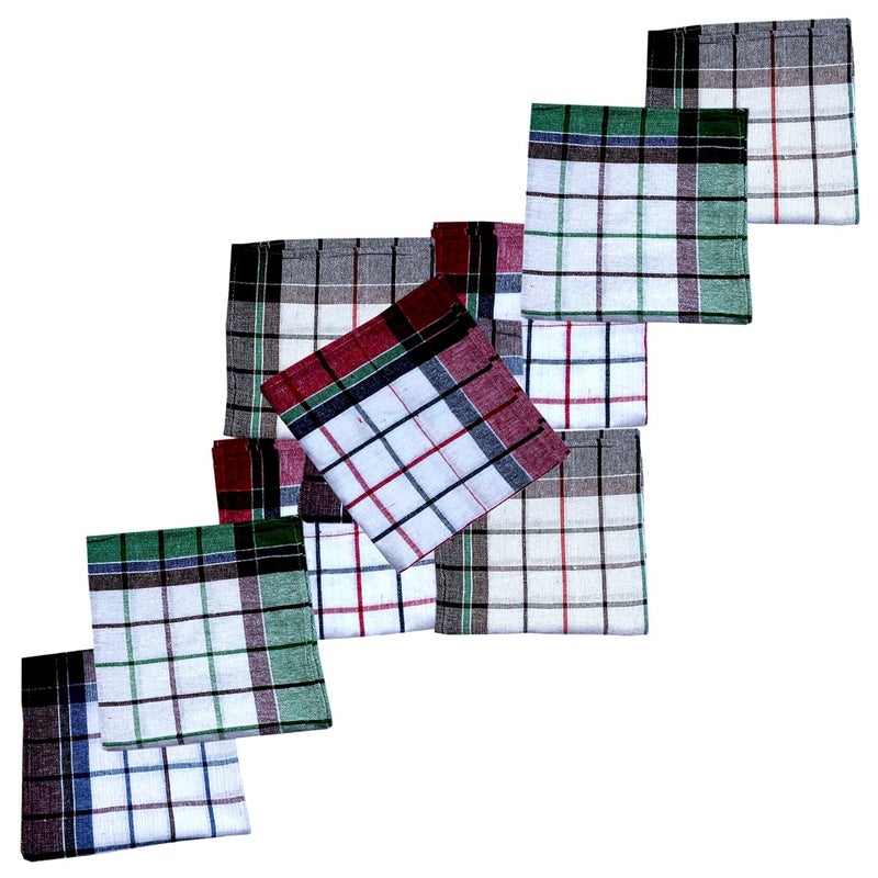 Space Fly 100 Cotton Multipurpose Kitchen Napkin and Cleaning in Multi Color Striped Set of 10 Size20X20inch Checkered - Image 3