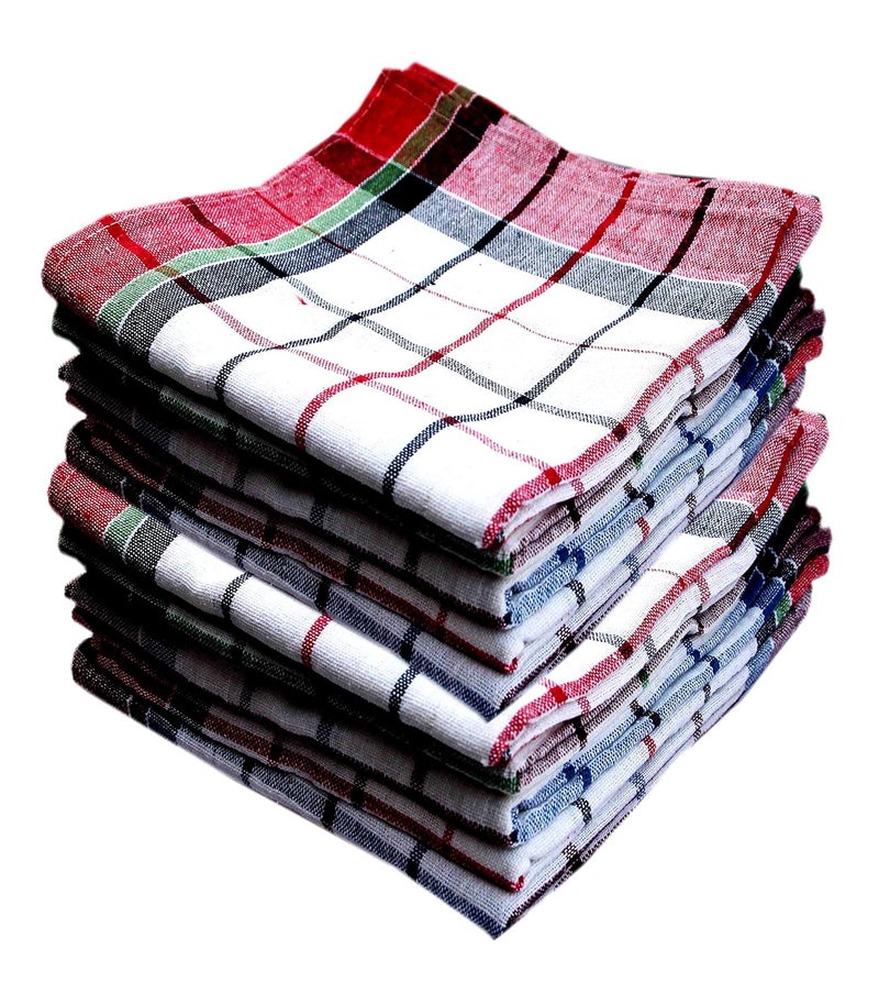 Space Fly 100 Cotton Multipurpose Kitchen Napkin and Cleaning in Multi Color Striped Set of 10 Size20X20inch Checkered - Image 4
