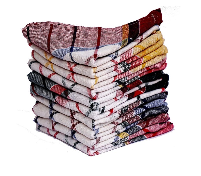 Space Fly 100 Cotton Multipurpose Kitchen Napkin and Cleaning in Multi Color Striped Set of 10 Size20X20inch Checkered - Image 1