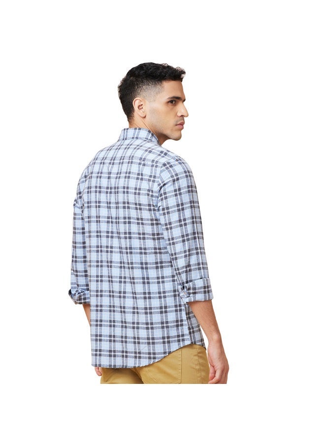 Being Human Mens Blue Collared Long Sleeve Shirt - Image 3