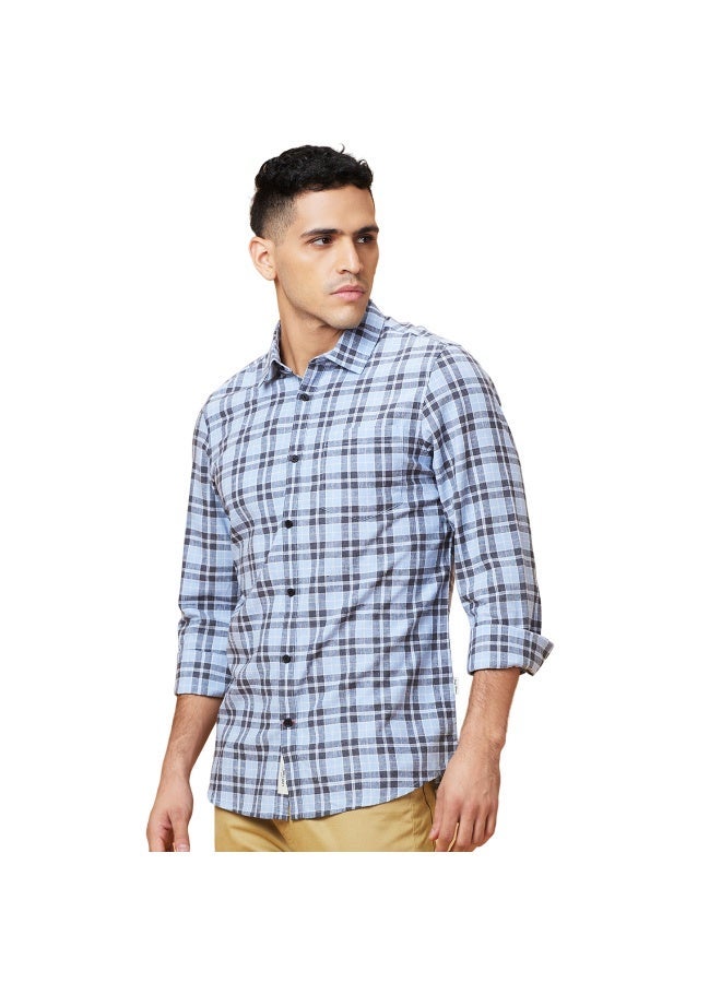 Being Human Mens Blue Collared Long Sleeve Shirt - Image 4