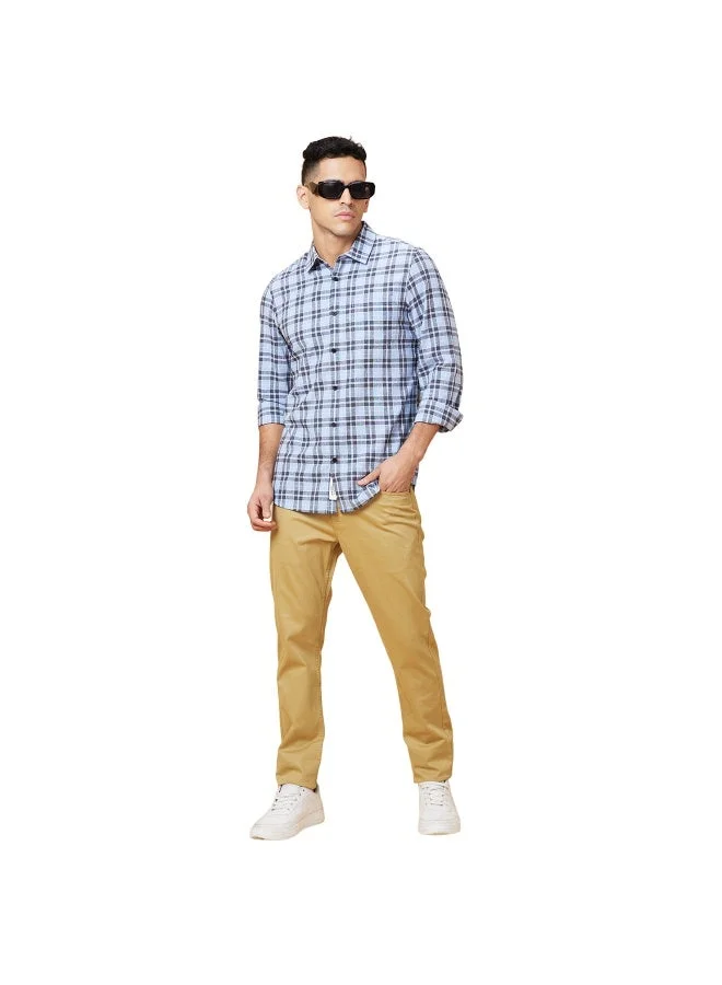 Being Human Mens Blue Collared Long Sleeve Shirt