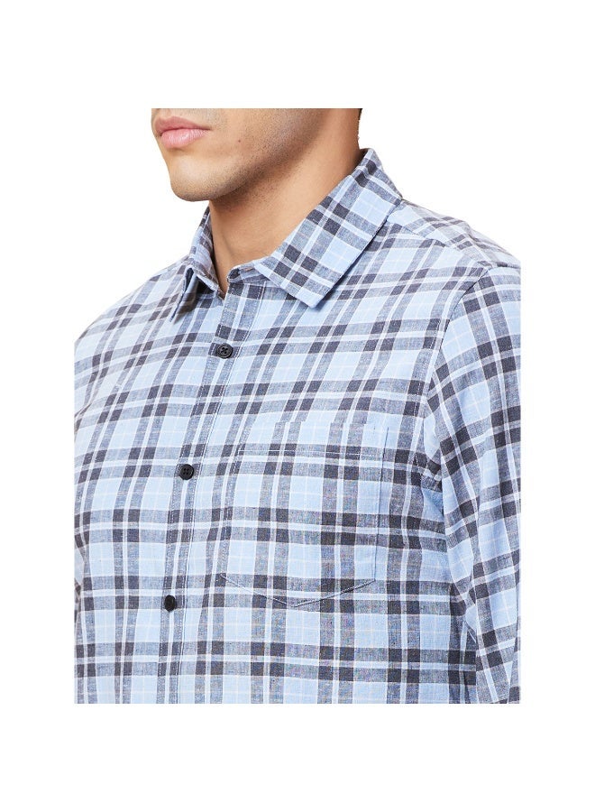 Being Human Mens Blue Collared Long Sleeve Shirt - Image 5