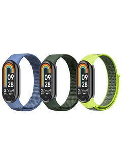 O Ozone Nylon Loop Straps For Xiaomi Mi Band 8 Soft Adjustable Breathable Sport Solo Loop Replacement Wristband for Men Women (Army Green /Blue/Bright Yellow)  - Image 1