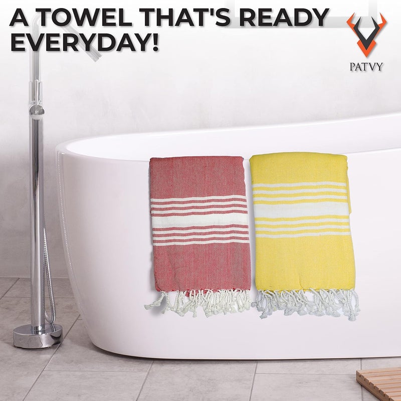 PATVY Bath Towels| Light Weight Turkish Style Bath Towels for Men Large Size Cotton|75 x 150cm Quick Absorption &Faster Drying Bath Towel for Women| 100% Cotton (Pack of 2, Yellow & Pink) - Image 5