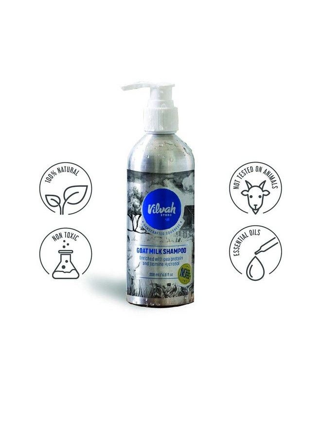 vilvah STORE - Goat Milk Shampoo ; Suitable For All Hair Types Straight Wavy Curly ; Great For Dry And Damaged Hair Frizz And Flyaway Hair ; Retains Longlasting Moisturisation ; 200Ml - Image 1