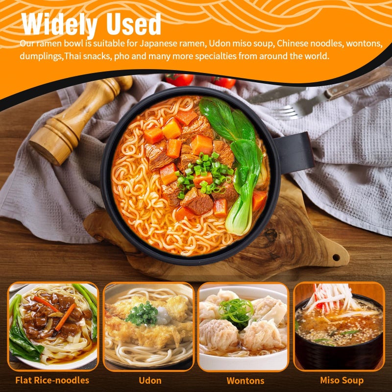 CD HOME Microwave Bowl with Lids,Ramen Bowl,28oz Microwave Soup Mugs with Handles,for Soup and Instant Noodles,Oatmeal, Gumbo, Salad, College Dorm Room Essentials for Girls for Boys Apartment Essentials - Image 5