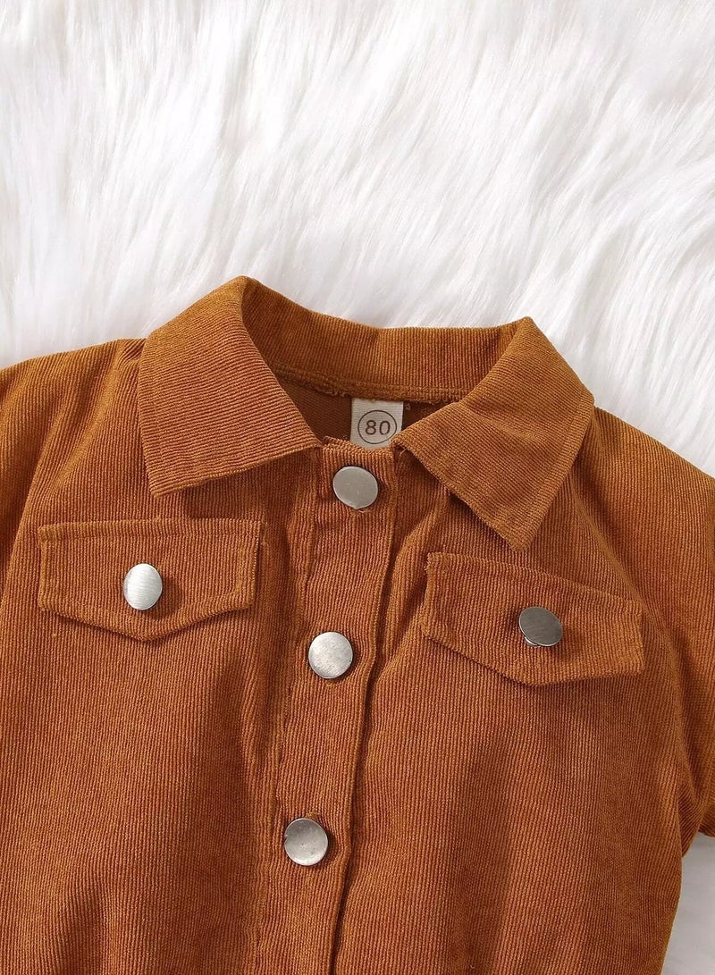 Baby Solid Button Up Corduroy Jacket  - Image 4