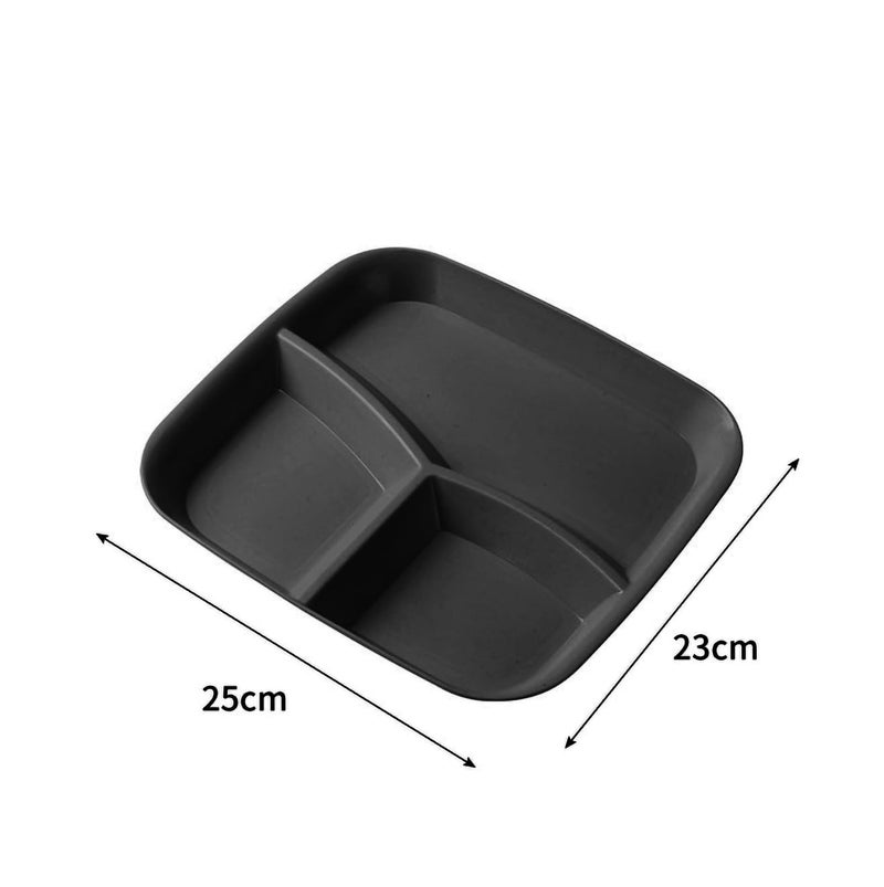 P-PLUS INTERNATIONAL Portion Control Plates Divided Plates for Adults Wheat Straw Divided Plate Unbreakable Dinner Dishes Reusable Diet Plate, Microwave Safe (25cm, Random Color, Pack of 4) - Image 2