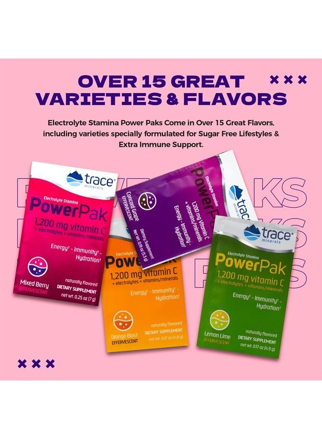 Trace Minerals Power Pak Electrolyte Powder Packets | 1200 mg Vitamin C, Zinc, Magnesium | Boost Hydration, Immunity, Energy, Muscle Stamina | Mixed Berry | 30 Packets  - Image 5