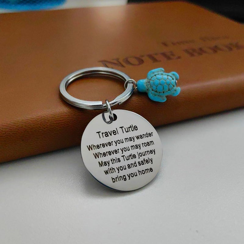 Meimimix Travel Turtle Keychain Wherever You May Wander Good Luck Charm Jewellery for Family Friends (Turtle) - Image 4