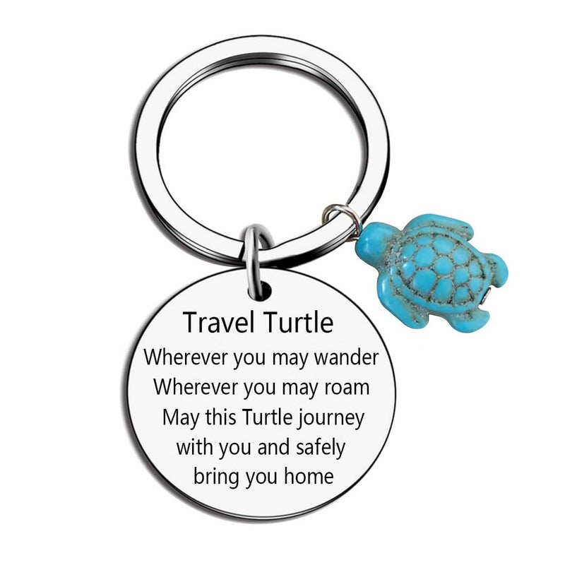 Meimimix Travel Turtle Keychain Wherever You May Wander Good Luck Charm Jewellery for Family Friends (Turtle) - Image 1
