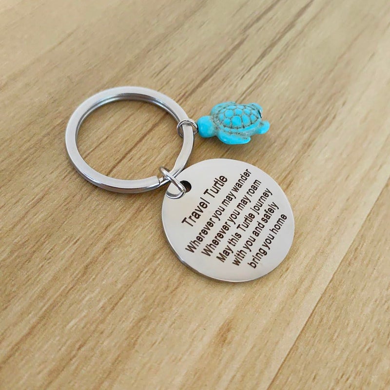 Meimimix Travel Turtle Keychain Wherever You May Wander Good Luck Charm Jewellery for Family Friends (Turtle) - Image 2