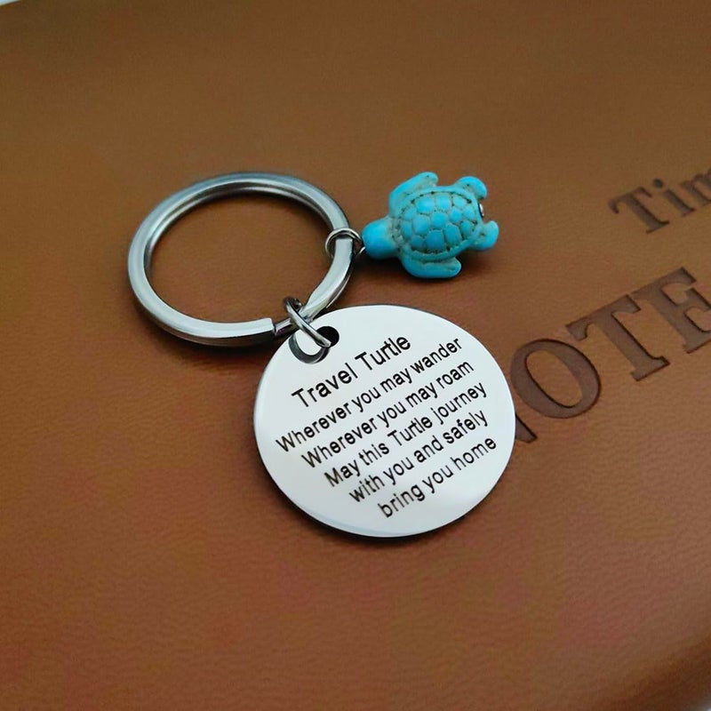 Meimimix Travel Turtle Keychain Wherever You May Wander Good Luck Charm Jewellery for Family Friends (Turtle) - Image 5