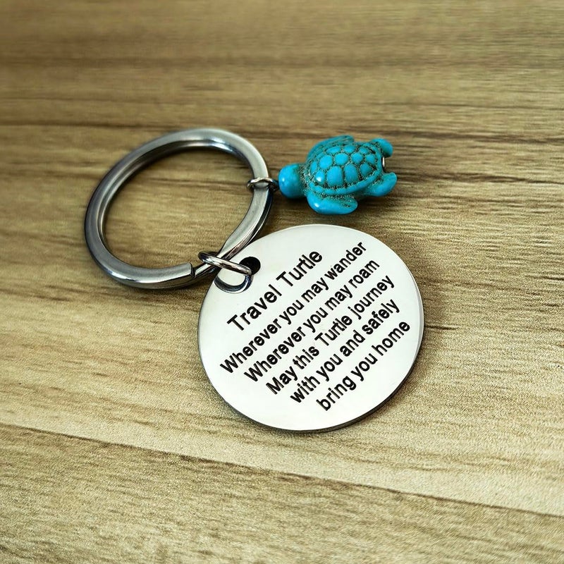 Meimimix Travel Turtle Keychain Wherever You May Wander Good Luck Charm Jewellery for Family Friends (Turtle) - Image 3