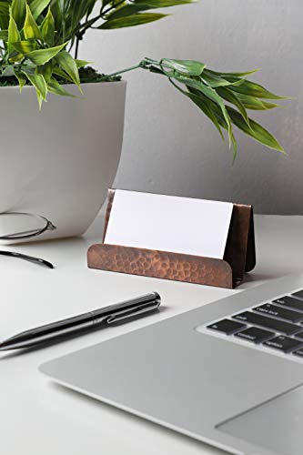 GoCraft Pure Copper Business Card Holder Stand – Antique Finish, Holds 20-30 Cards, Stylish Desk Organizer for Office, Home, Professional Use, Elegant Business Card Display Holder - Image 1