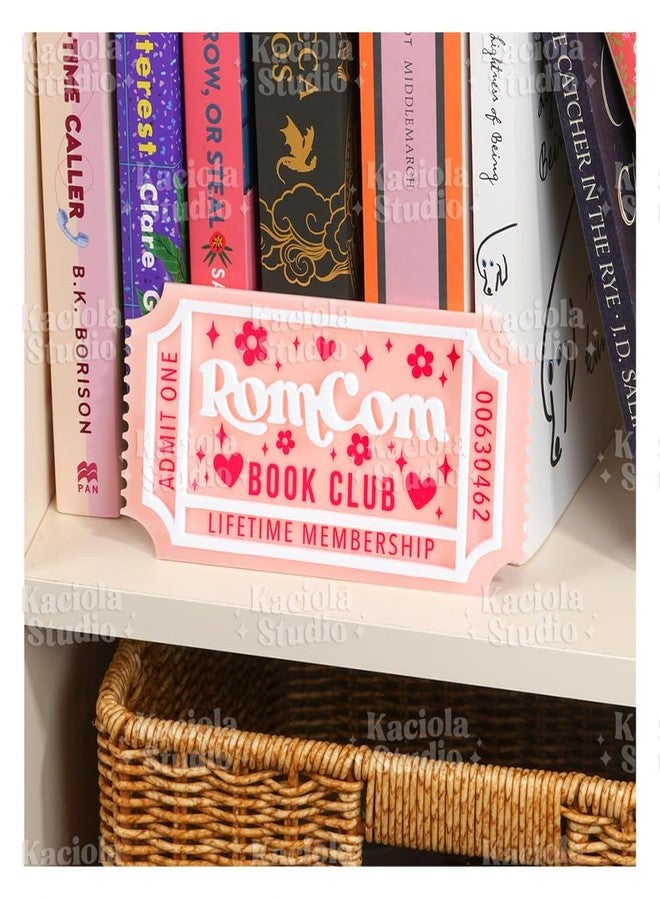 KACIOLA STUDIO Library Sign, 3D Bookish Decor for Book Nook, Gifts for Booklovers/Reader/Women, Bookshelf Book Store Decor, Romantasy Gift (Romcom) - Image 1