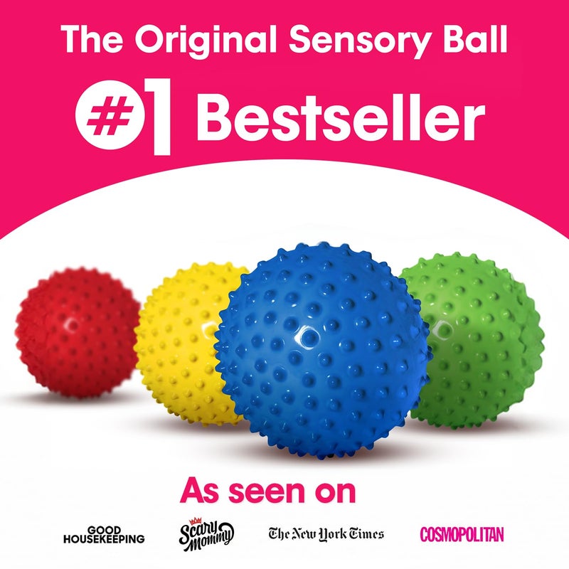 Edushape Sensory Ball for Baby - 7â€ Solid Primary Color Baby Ball That Helps Enhance Gross Motor Skills for Kids Aged 6 Months & Up - Pack of 1 Vibrant Colorful and Unique Textured Ball for Baby - Image 4