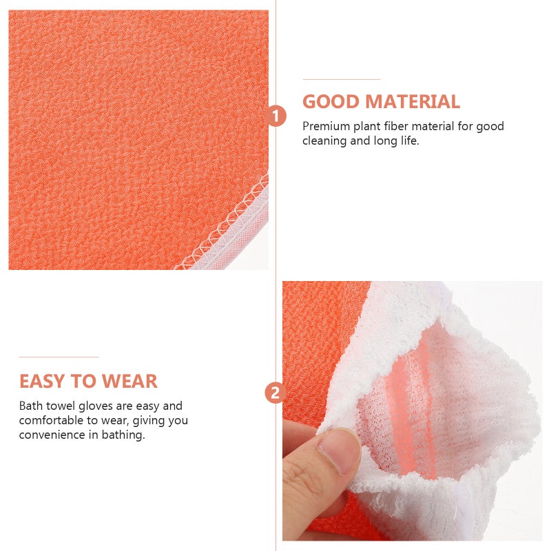 2pcs Double-Sided Bathing Scrubbers Gloves Convenient Shower Towels Gloves Body Mitten (Grey) - Image 5
