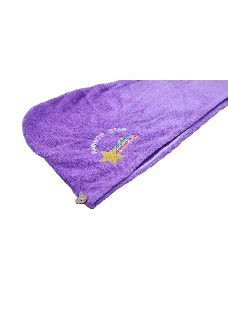 THE BANDUNIES THE BANDUNIES Hair Towel Wrap Absorbent Towel Hair Towel HairDrying Bathrobe Hair Warp Towel Microfiber Bath Towel Hair Dry Cap Multicolor Size 25 10 inche Pack of 1 Purple  - Image 4
