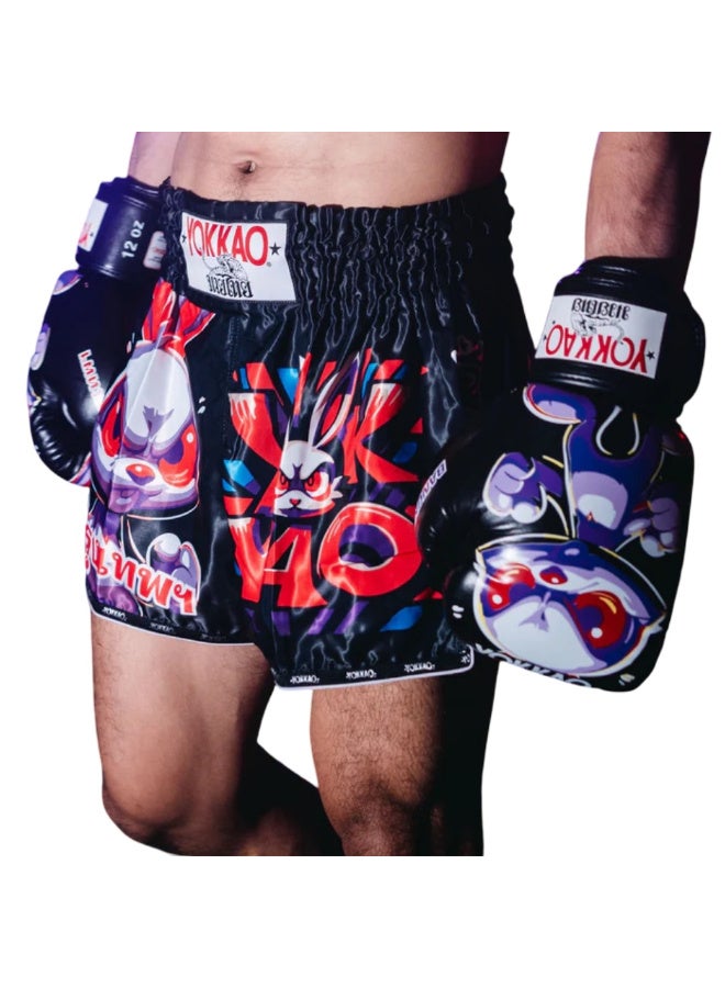 YOKKAO ANGRY RABBIT MUAY THAI SHORTS BLACK - Image 3