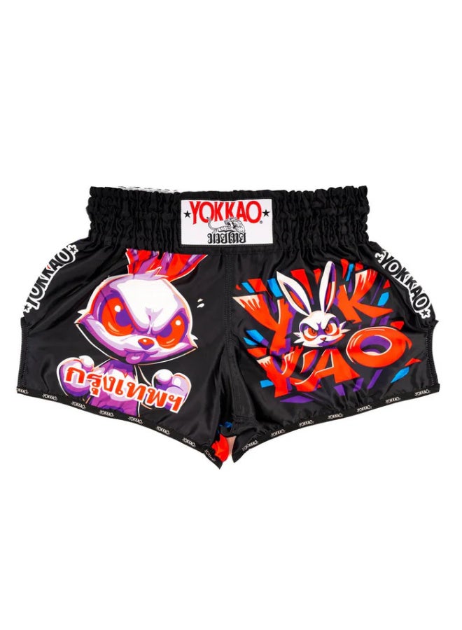 YOKKAO ANGRY RABBIT MUAY THAI SHORTS BLACK - Image 1
