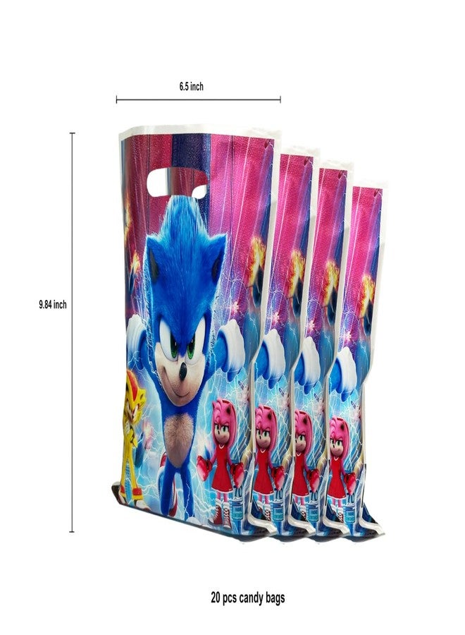 Rovercci 20 Sonic invitation card & 20 white envelopes with 20 stickers and 20 Sonic Goodie and candies Bags party favor with handles for birthday party decoration and supplies - Image 4