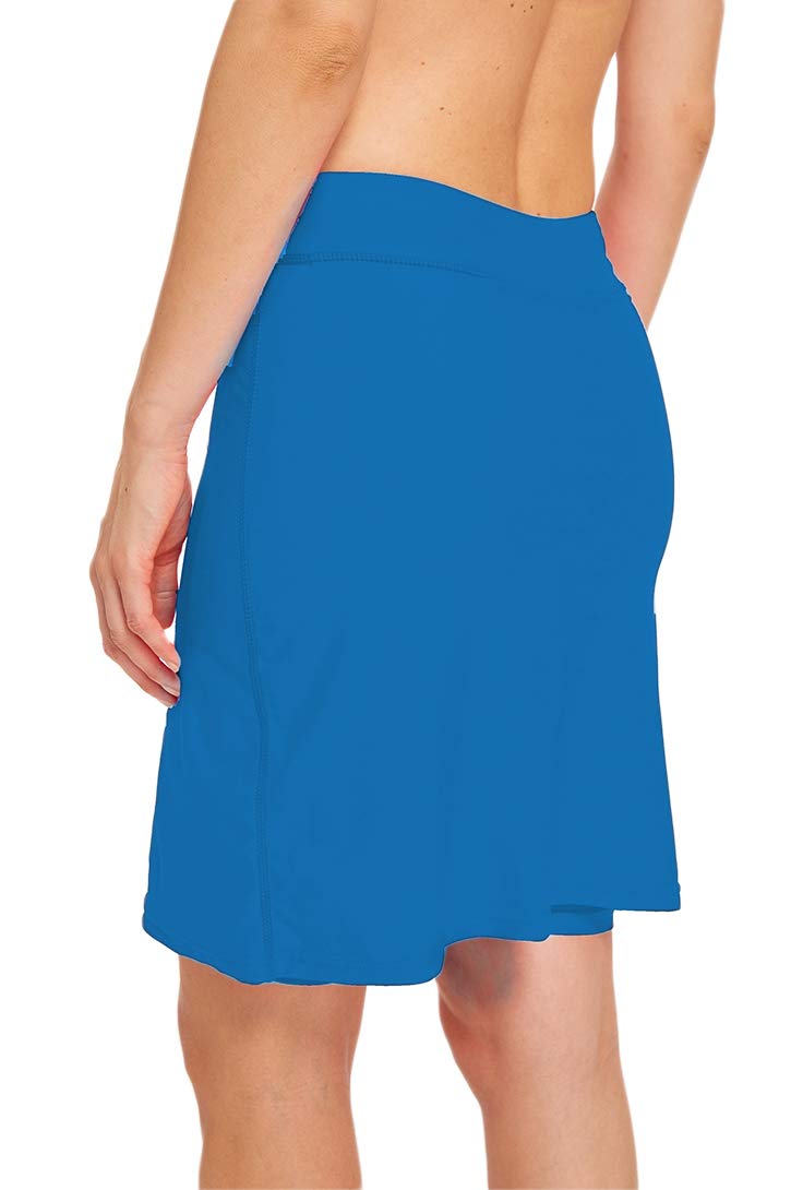 Micosuza Womens Skirted Swim Short Sun Protective UPF 50+ Swimming Bottom with Attached Skirt Blue Medium - Image 3