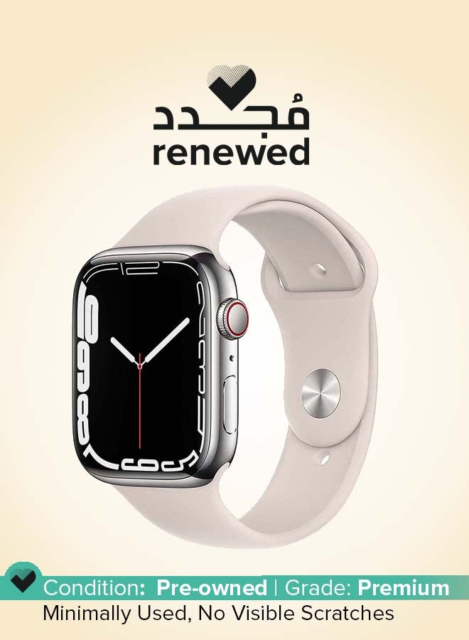ابل  مجدد - ساعة سلسلة 7 GPS + خلوية 41 مم علبة من الفولاذ المقاوم للصدأ الفضي مع حزام رياضي - Image 1