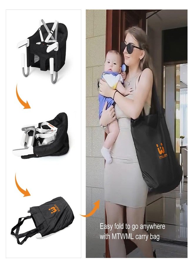 MTWML Portable High Chair for Table,Hook On High Chair That Attaches to Table,Space Saver Clip On Counter Seat for Baby,Easy Clean Baby Feeding Clamp Seat with Carry Bag for Travel(Pure-Black) - Image 4