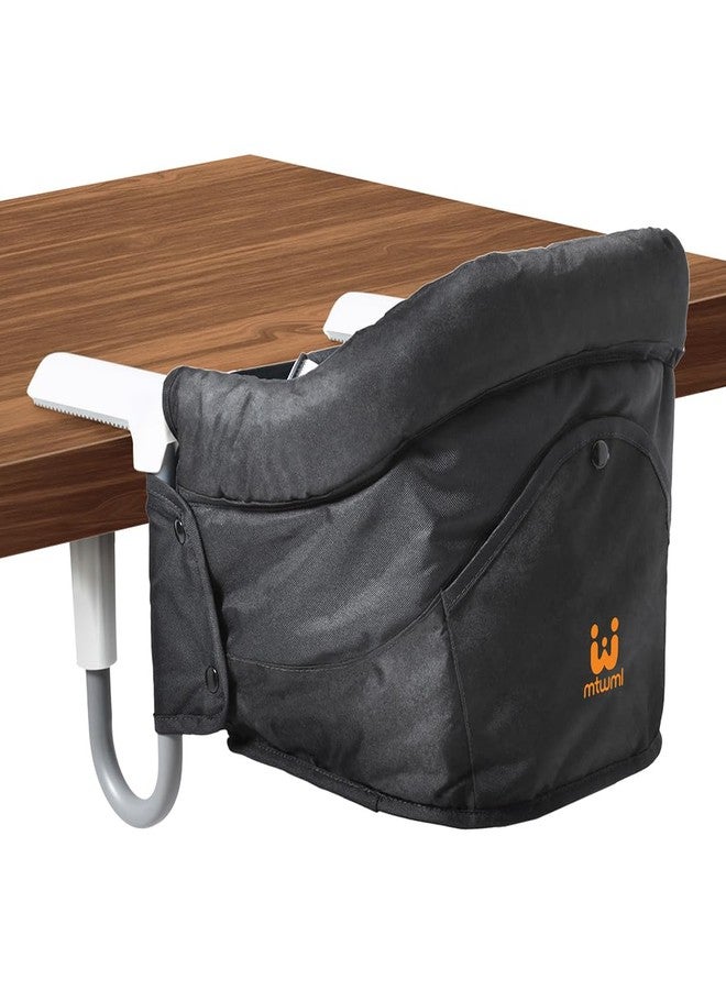 MTWML Portable High Chair for Table,Hook On High Chair That Attaches to Table,Space Saver Clip On Counter Seat for Baby,Easy Clean Baby Feeding Clamp Seat with Carry Bag for Travel(Pure-Black) - Image 1