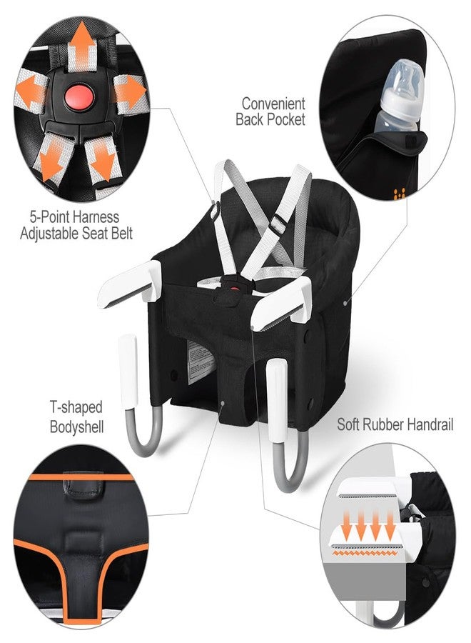 MTWML Portable High Chair for Table,Hook On High Chair That Attaches to Table,Space Saver Clip On Counter Seat for Baby,Easy Clean Baby Feeding Clamp Seat with Carry Bag for Travel(Pure-Black) - Image 3