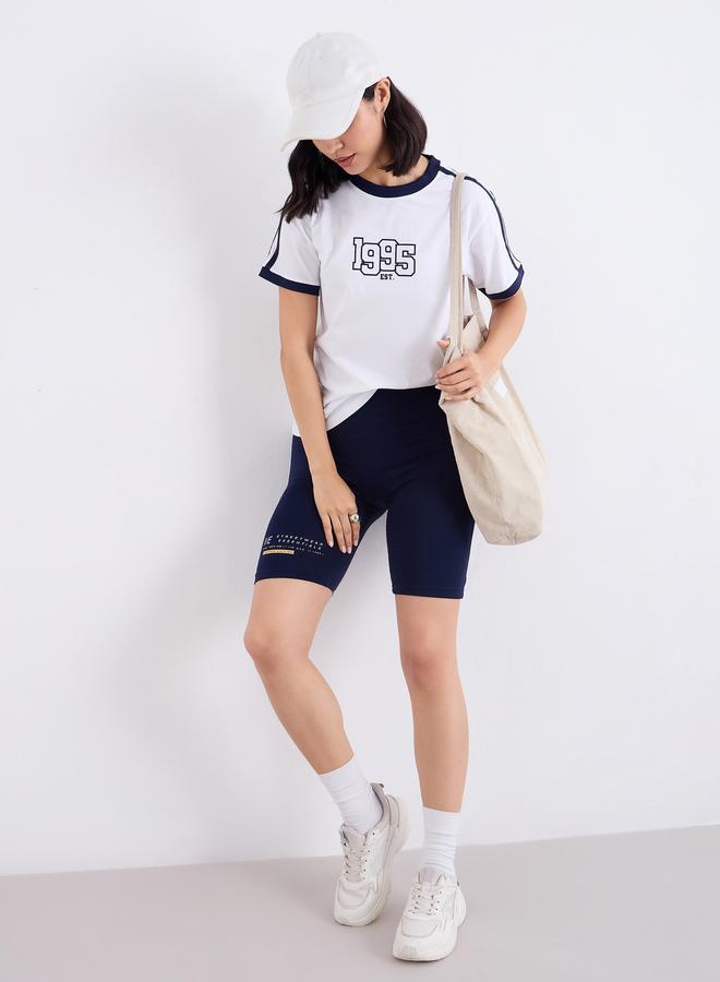 Styli Women Navy Blue Printed Cycling Shorts - Image 2