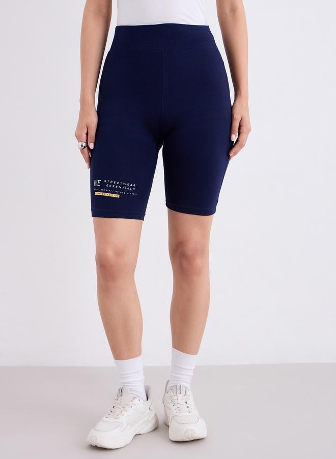 Styli Women Navy Blue Printed Cycling Shorts - Image 3