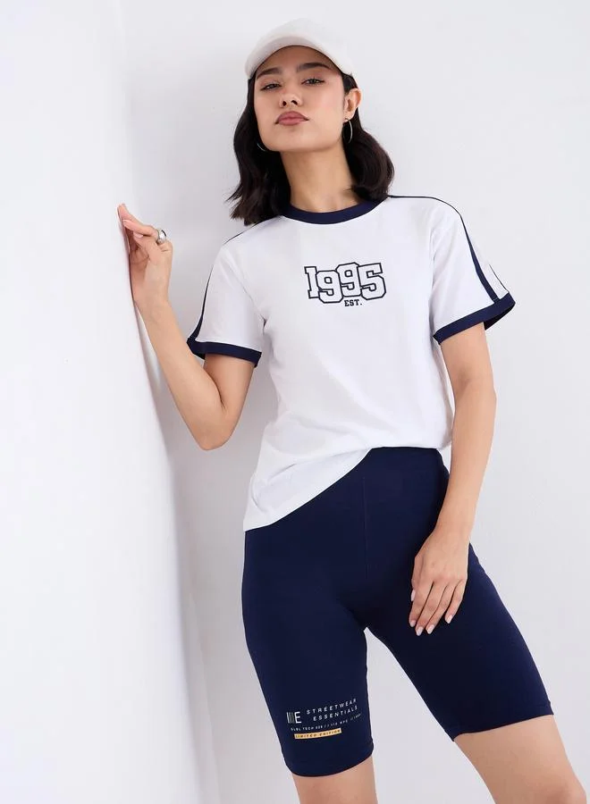 Women Navy Blue Printed Cycling Shorts