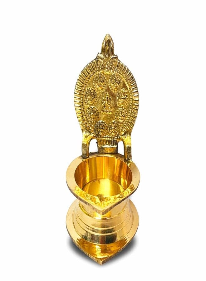 TORPPEZA Brass 09 cm Asth Lakshmi Deepak for Pooja Goddess Laxmi Oil Diya Gajlakshmi Oil Lamp Jot Diya Deepak for Diwali Pooja and Mandir Temple Home Office - Image 1