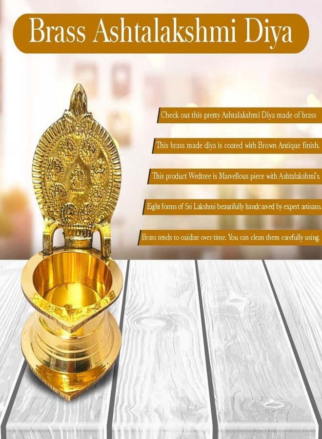 TORPPEZA Brass 09 cm Asth Lakshmi Deepak for Pooja Goddess Laxmi Oil Diya Gajlakshmi Oil Lamp Jot Diya Deepak for Diwali Pooja and Mandir Temple Home Office - Image 4